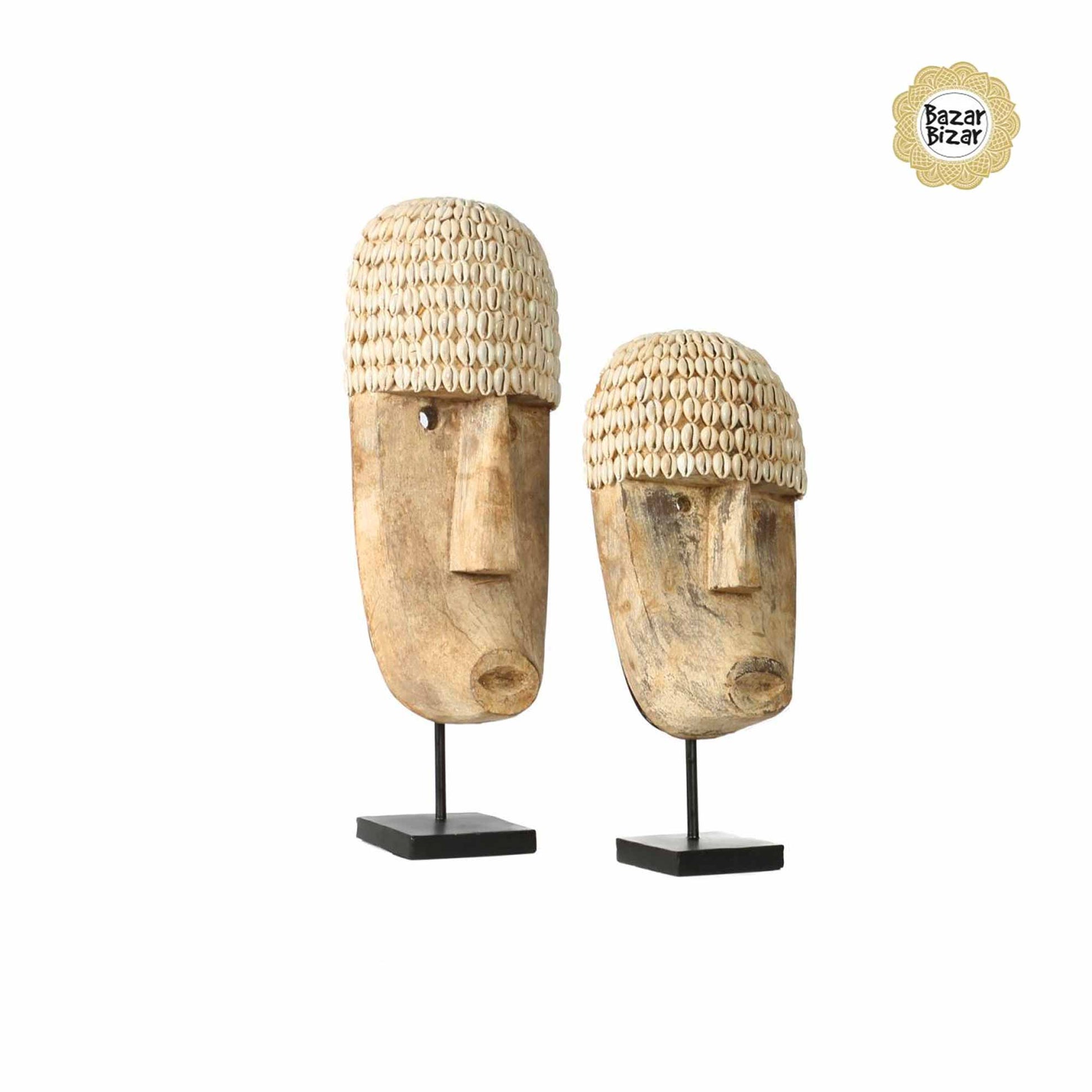 Masken Holzfiguren Bazar Bizar Tribal Kunst Statue Holzmaske Soulbirdee Onlineshop Boho Deko im Boho Style