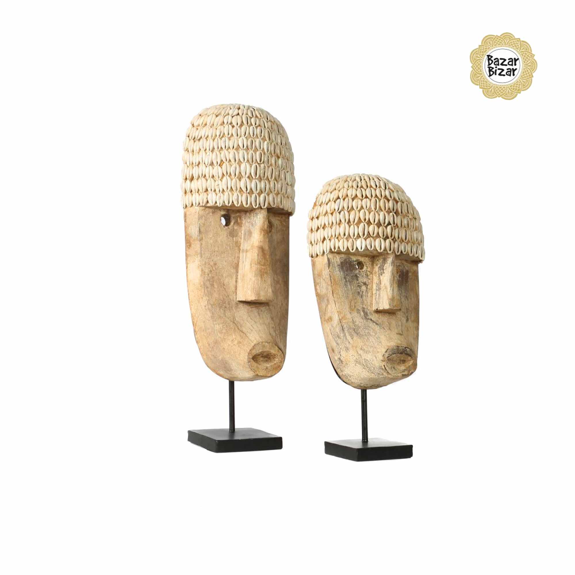 Masken Holzfiguren Bazar Bizar Tribal Kunst Statue Holzmaske Soulbirdee Onlineshop Boho Deko im Boho Style