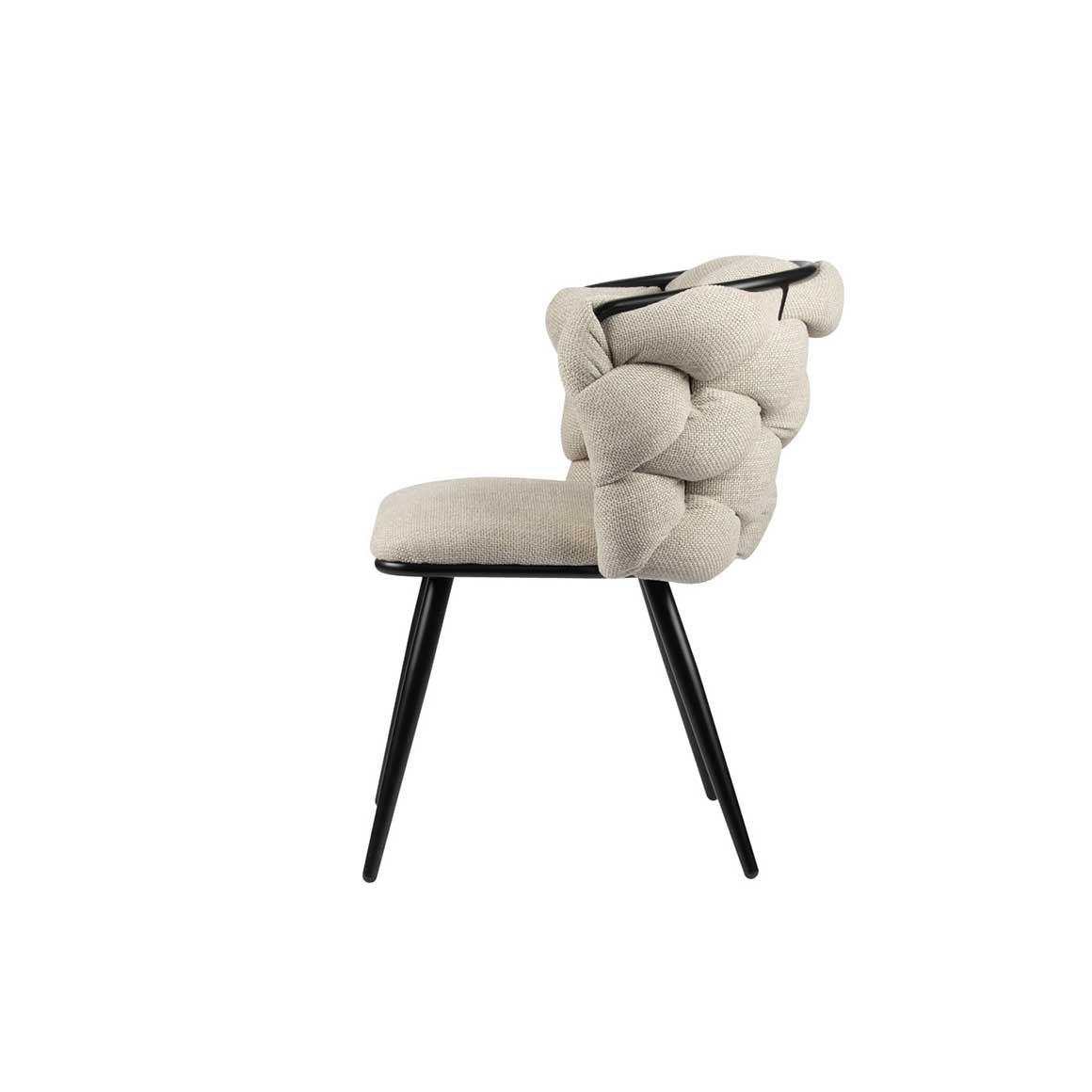 Eleganter Boho Stuhl Sessel Lounger Stoff Polster bequem Esstischstuhl Beige mit schwarzen Stuhlbeinen Stuhl für den Esstisch Esszimmer Boho Stuhl Soulbirdee Onlineshop