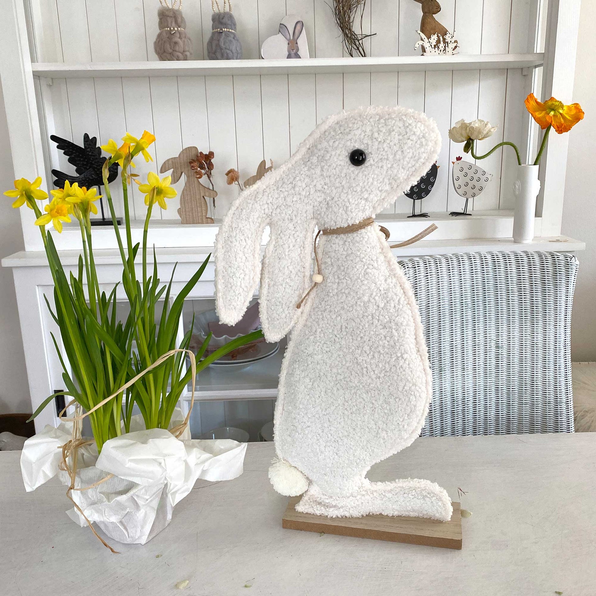 süßer Osterhase Deko Ostern Dekoration weiss weich Stoff Mama dekorieren Soulbirdee Onlineshop