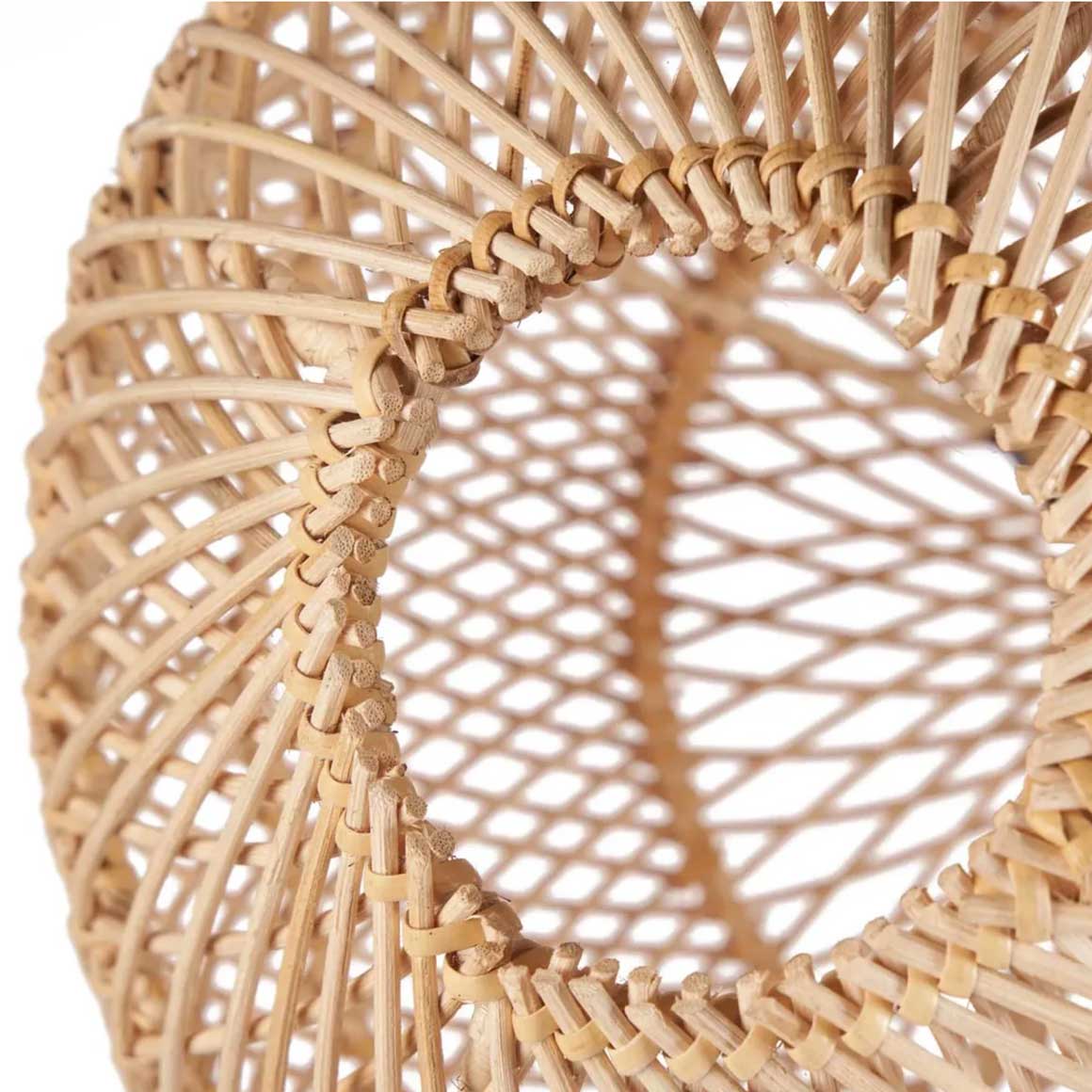 rattan lampenschirm bubble rund untersicht Soulbirdee Lampenshop