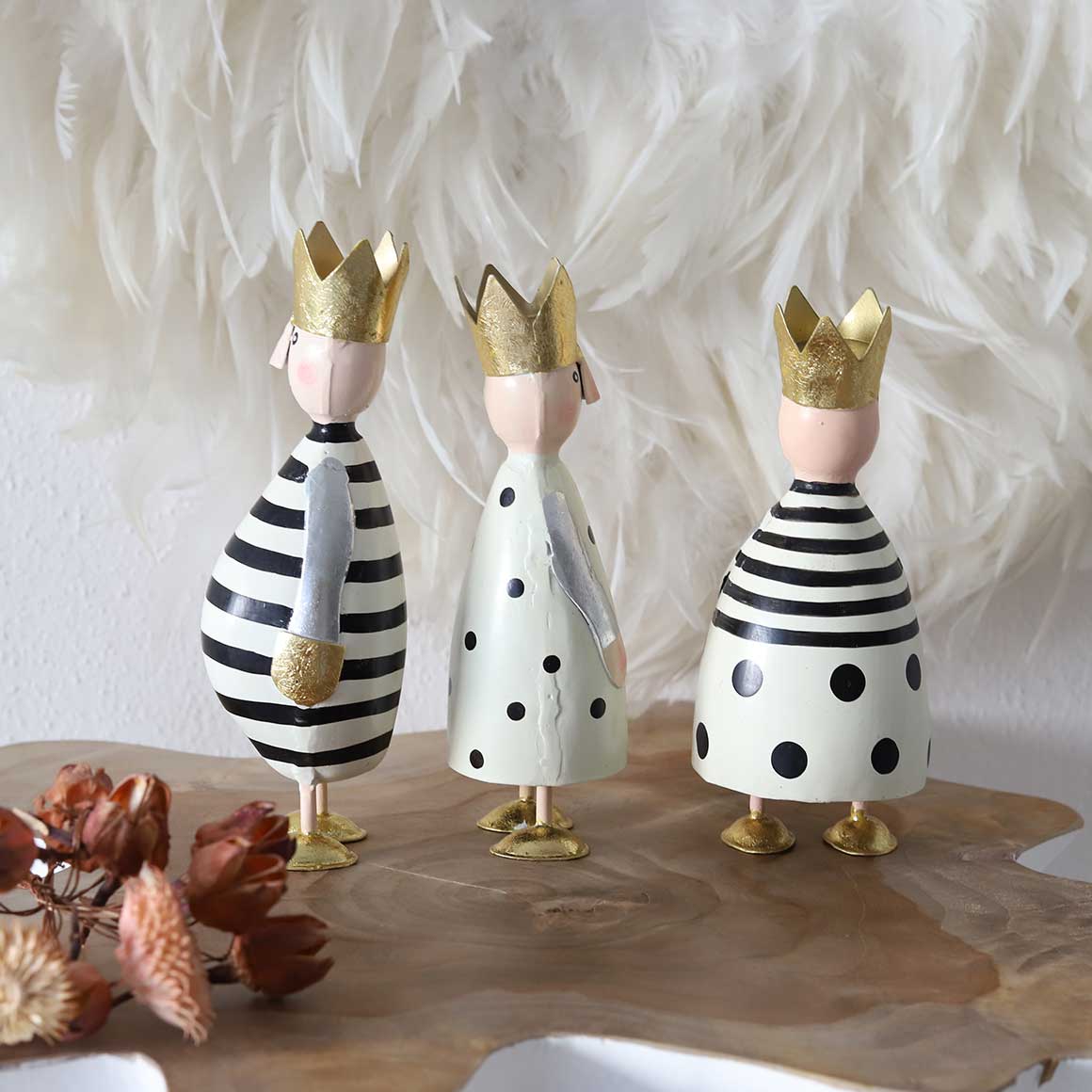 Advent deko Herbstdeko König Wichtel deko figur Weihnacht dekofigur kaufen Gold Silber creme Tischdeko Weihnachtsshop Soulbird