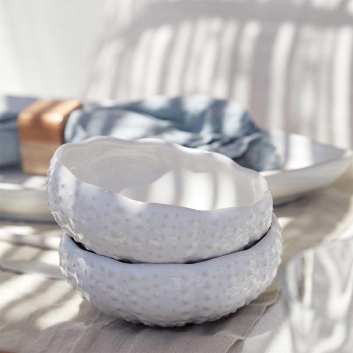 Bowl weiss steingut schale schüssel maritim geschirr essgeschirr servierschale seeigel soulbirdee onlineshop