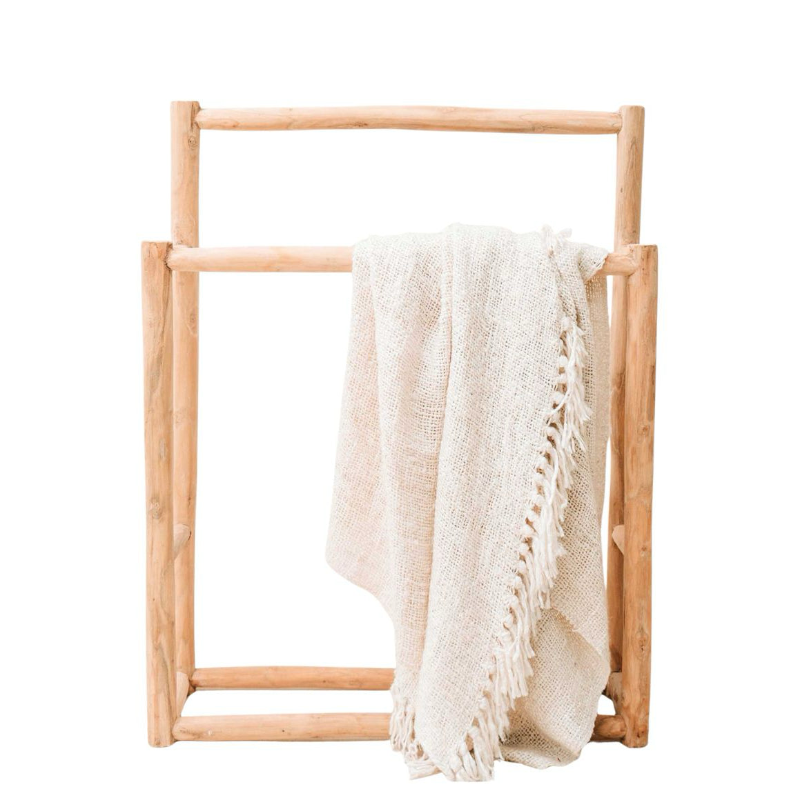 Sofadecke mit Fransen in Beige Baumwolle, creme-weiss Wohndecke im Wohnzimmer und Schlafzimmer Decke