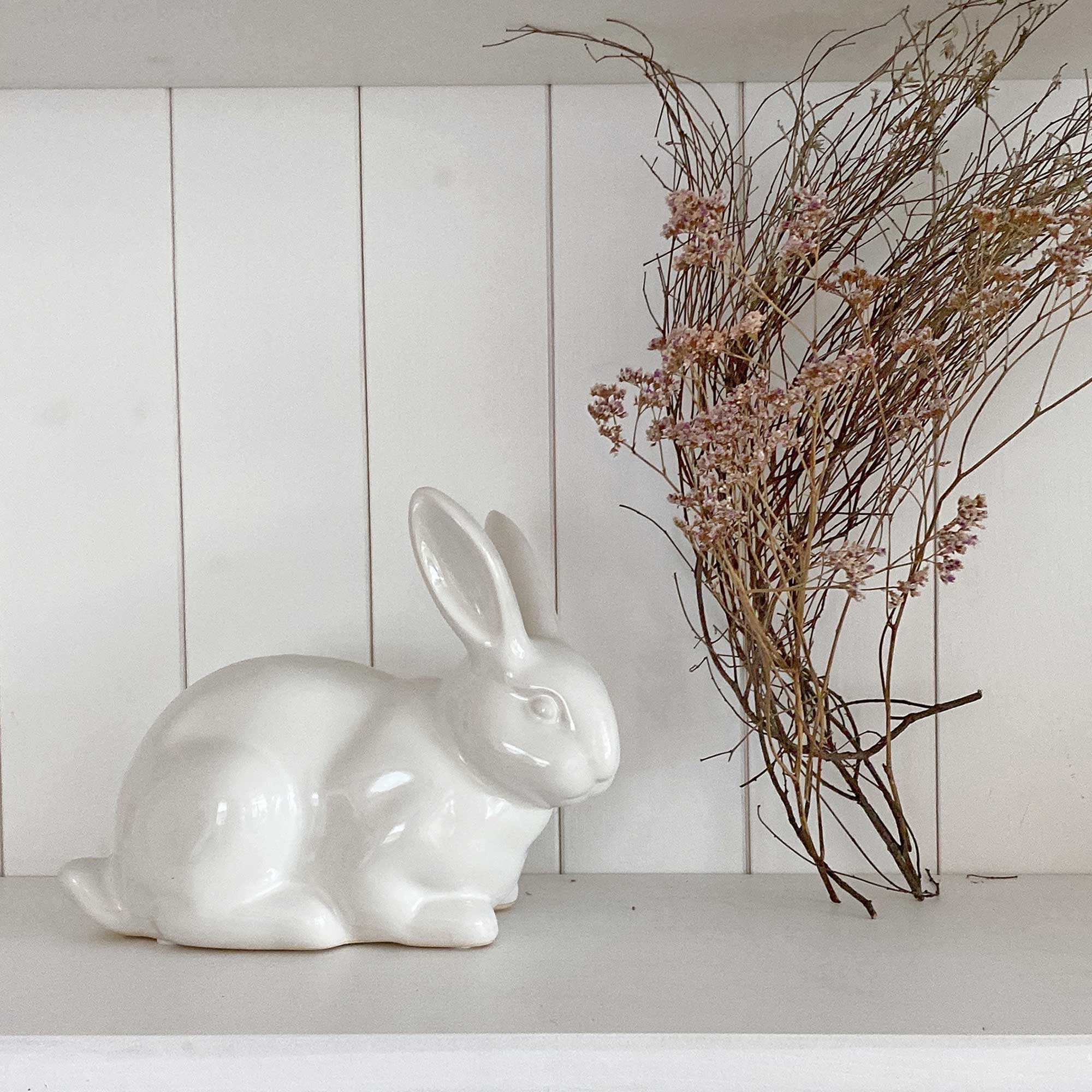Weißer Hase Felix ♥ Osterdeko 2023 im Landhausstil ♥ Dekoration für Ostern Deko ♥ Soulbirdee Onlineshop