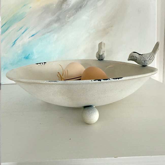 dekoschale schale weiss metall vintage landhaus soulbirdee onlineshop