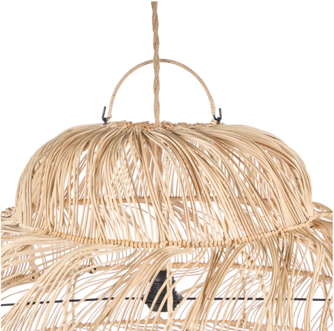 Rattan Lampenschirm XL Aufhängung oben
