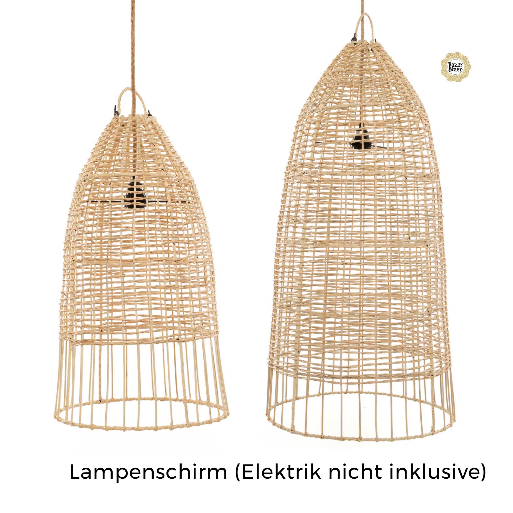Rattan Lampenschirme geflochten Handarbeit Italien Style InselRattanlampe Hängelampe Pendelleuchte Bazar Soulbirdee