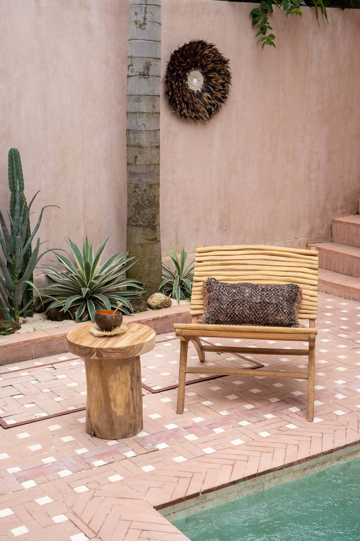 Loungesessel stuhl teak Holz Boho style Stuhl Ibiza style Lounge Sitzmöbel Bazar Bizar Boho Sessel online kaufen Soulbirdee Onlineshop
