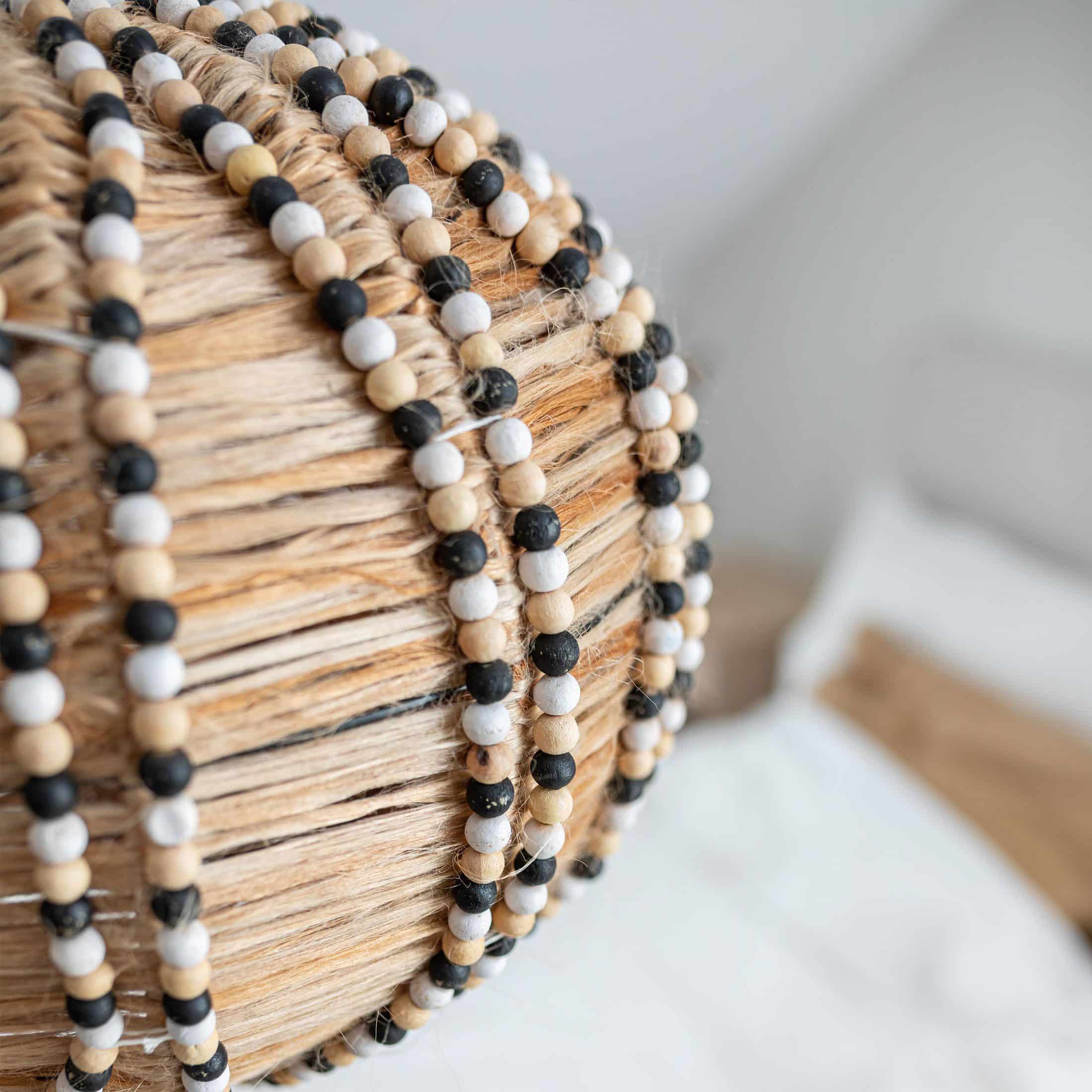Hängelampe mit Holz perlen als Schlafzimmerlampe Boho Lampe mit Holzperlen | PR Home Deckenlampe im Boho Style | Pendelleuchte im Soulbirdee Lampenshop