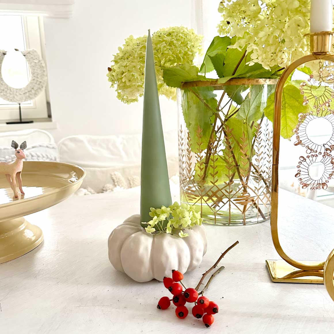 kerzenständer herbstdeko Landhaus Deko grau keramik kürbis soulbirdee onlineshop