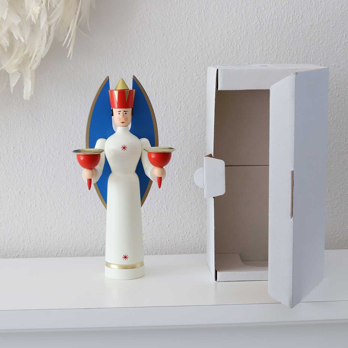 Engelsfigur Weihnachtsengel Weihnachtsdeko Holz Holzfigur Kerzenständer Kerzenleuchter Kerzenhalter Engel Erzgebirge Weihnachten Dekoration Deko Soulbirdee Weihnachtsshop