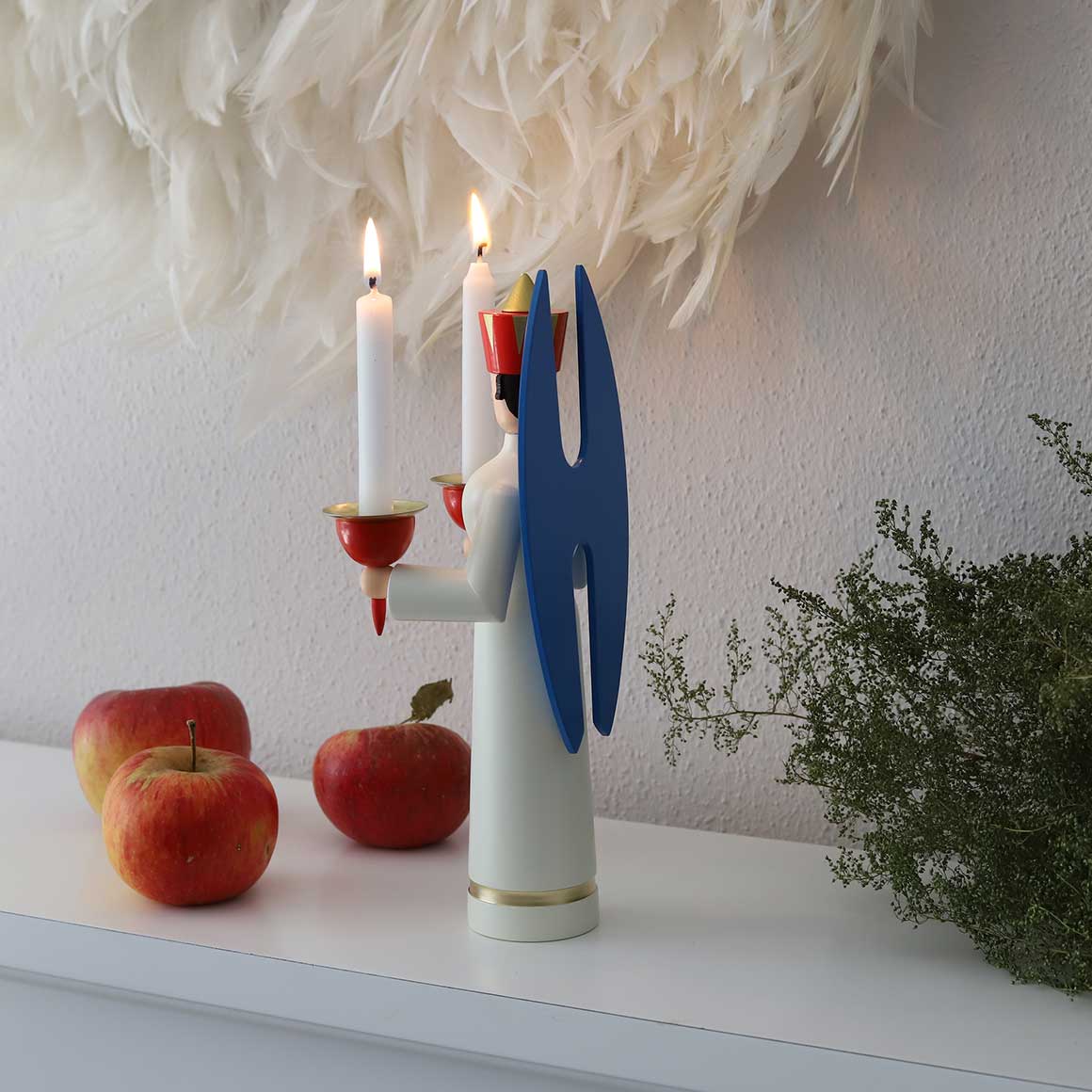 Weihnachtsengel handgemacht Weihnachtsdeko Holz Holzfigur Kerzenständer Kerzenleuchter Kerzenhalter Engel Erzgebirge Weihnachten Dekoration Deko Soulbirdee Weihnachtsshop