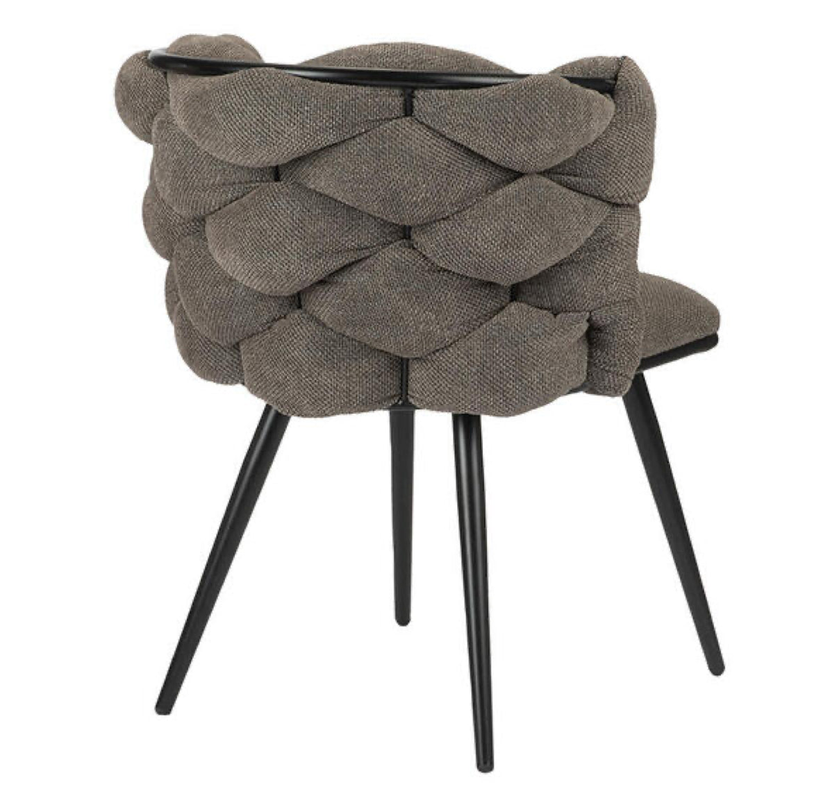 Exklusiv gepolsterter esstischstuhl mit grauem stoff geschlungene rückenlehne polsterstuhl boho stil mit halben Armlehnen