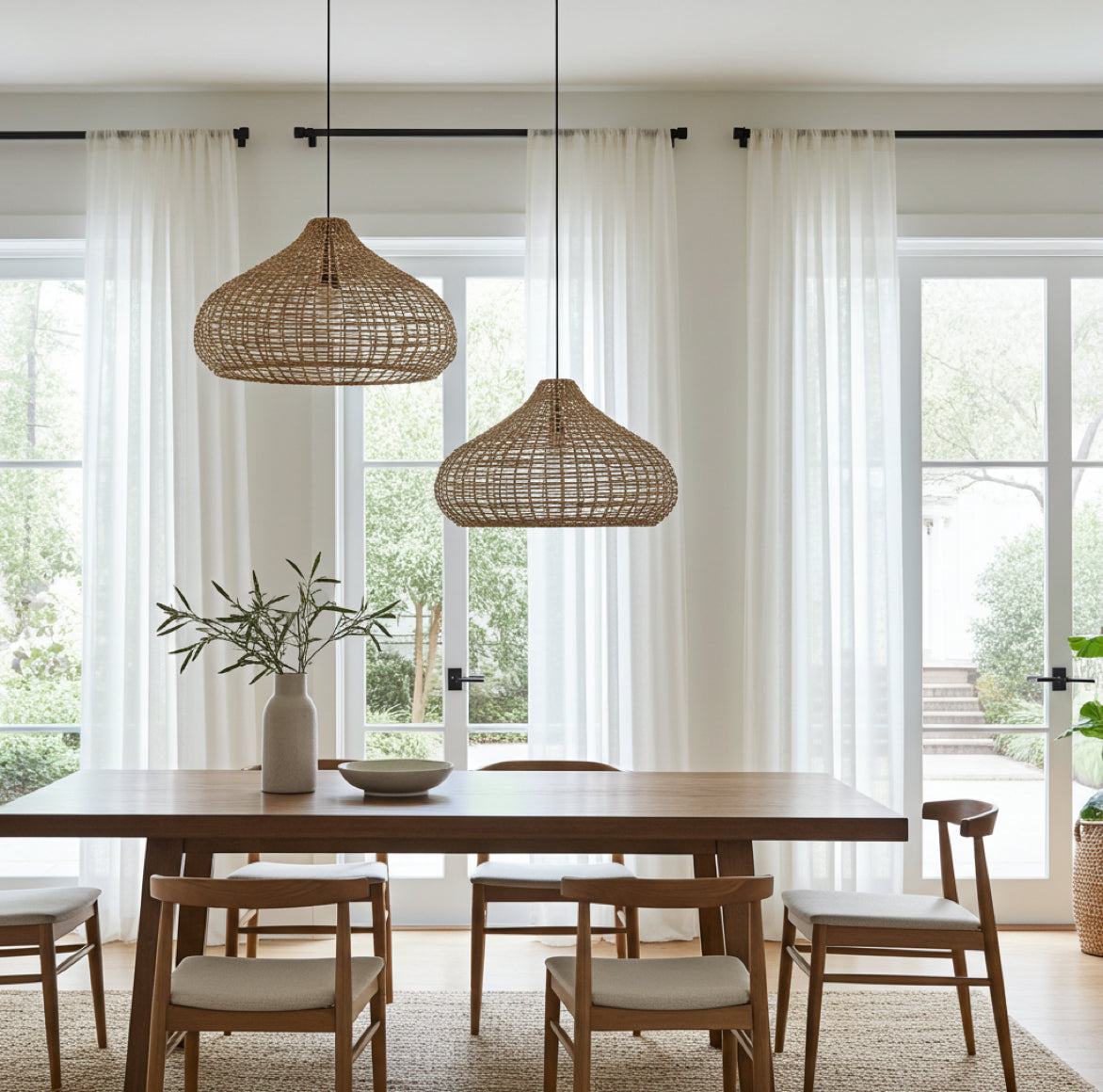 Pendelleuchten für alle Räume wie hier diese Hängelampen als Esstischlampe im Wohnzimmer bei Soulbirdee