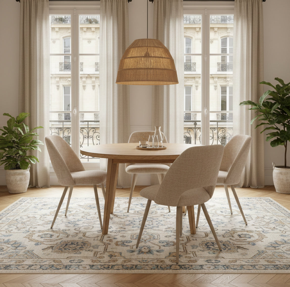 Gepolsterter Esszimmerstuhl in Beige Stoff modell arc air von pole 2 pole als bequemer Polsterstuhl für den Esstischvbei soulbirdee