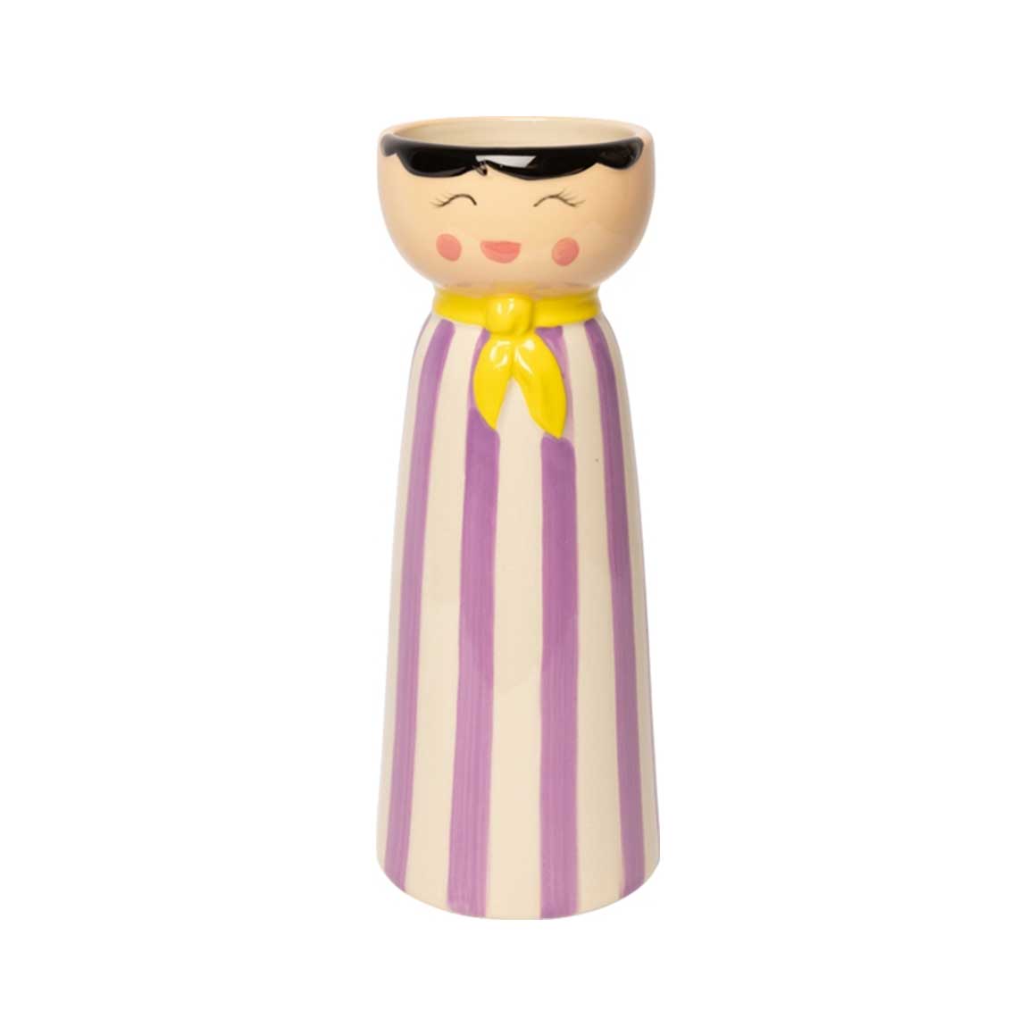 Vase streifen iila violett Geschenk für Frauen Bunte Vase mit einem lächelnden Gesicht Geschenkidee Frühlingsdeko Wohnzimmerdeko Soulbirdee Onlineshop