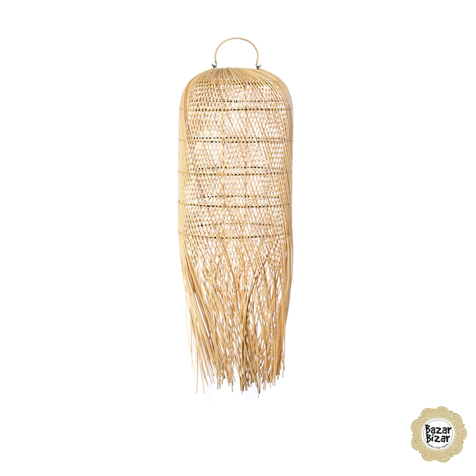 Hängelampe Lampenschirm 80 cm hoch Rattan Lampenschirm hängend Hängelampe Wohnzimmer, Boho Lampe kaufen | Bazar Bizar Deko aus Bali, Soulbirdee Lampenshop The Squid Pendant S - Natural ☆ Rattan Lampenschirm Hängelampe aus Alang ★ Boho Lampe Bazar Bizar | Soulbirdee