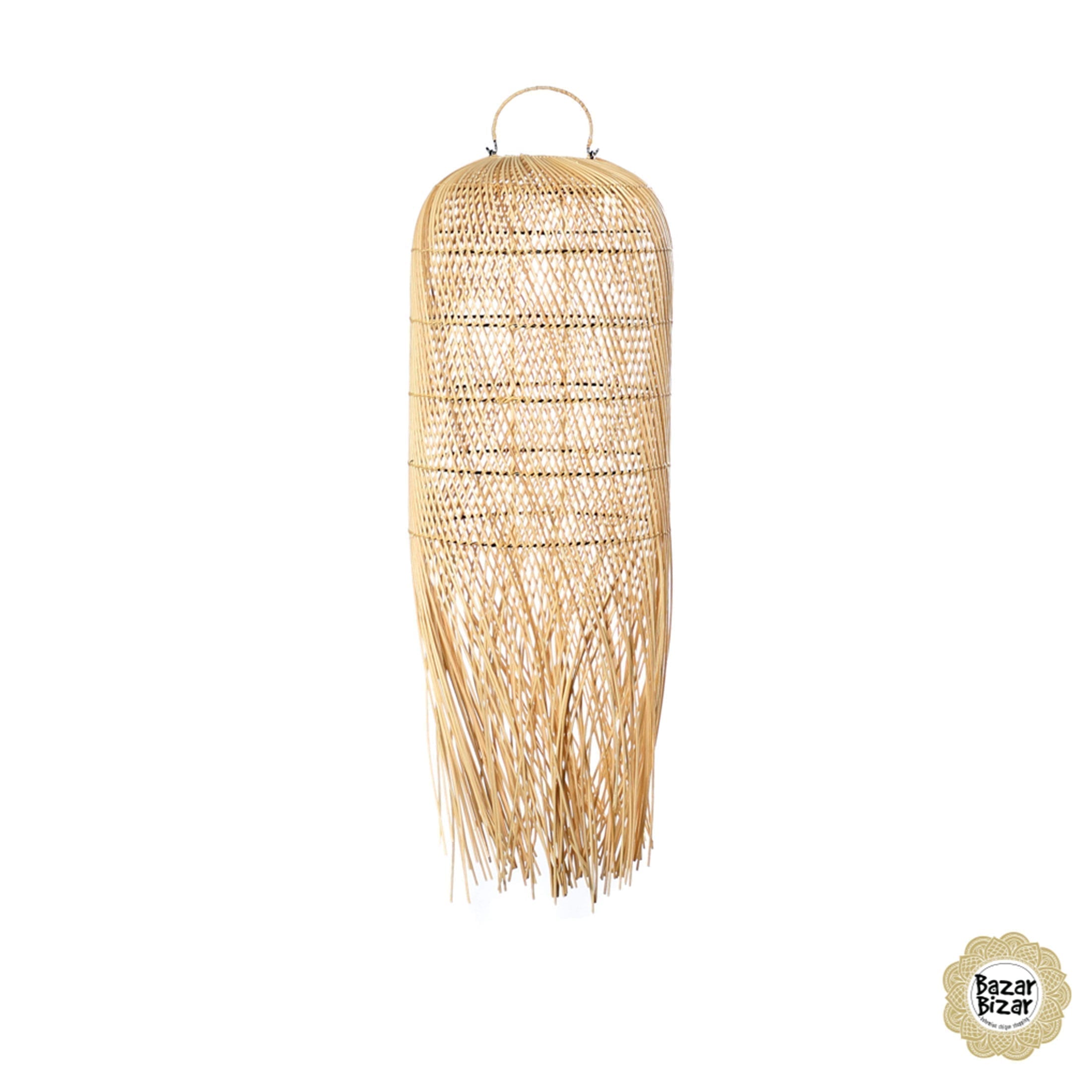 Hängelampe Lampenschirm 80 cm hoch Rattan Lampenschirm hängend Hängelampe Wohnzimmer, Boho Lampe kaufen | Bazar Bizar Deko aus Bali, Soulbirdee Lampenshop The Squid Pendant S - Natural ☆ Rattan Lampenschirm Hängelampe aus Alang ★ Boho Lampe Bazar Bizar | Soulbirdee