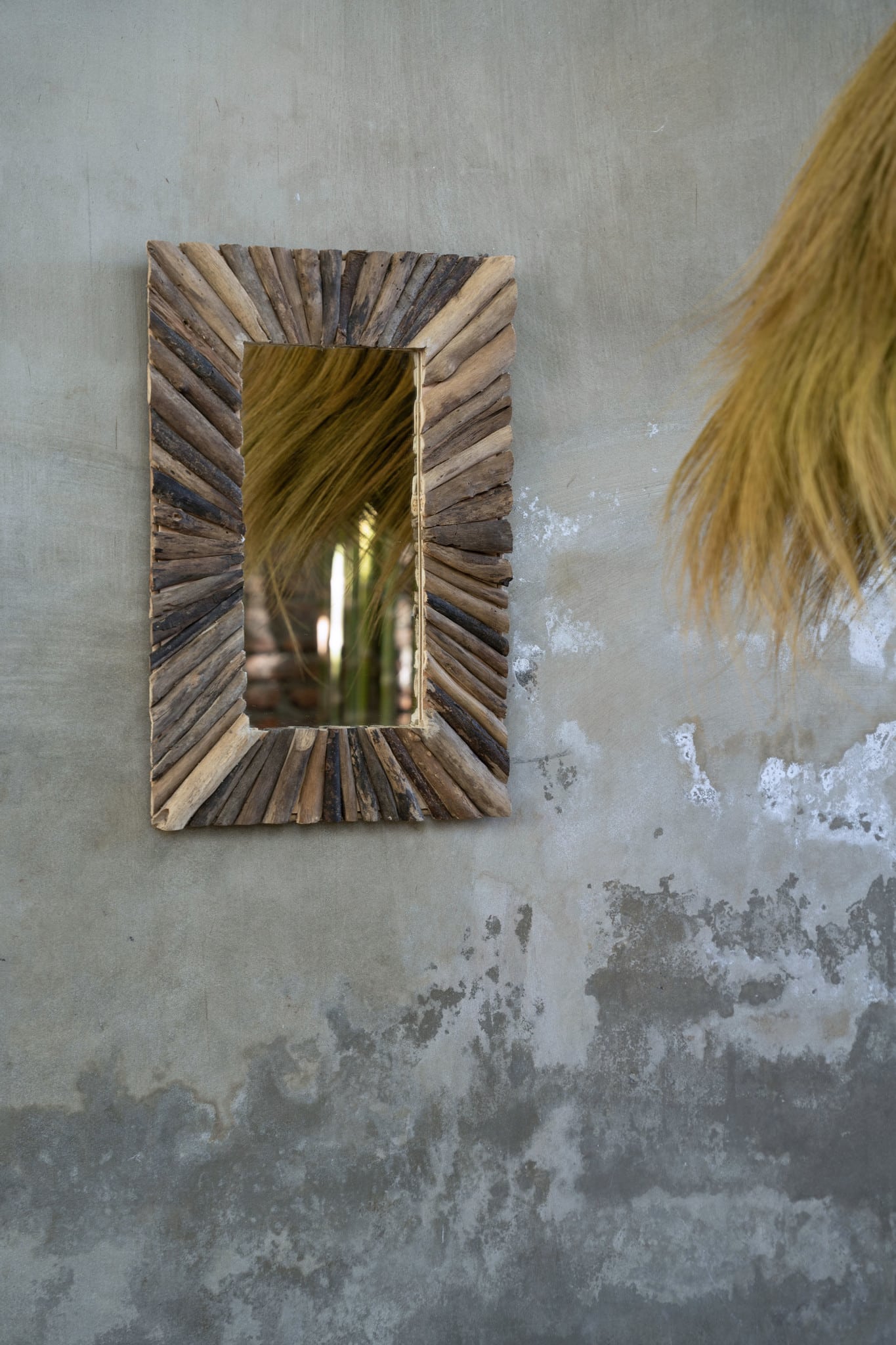 Wandspiegel Holz Spiegel JAHU038N-M-60x40 eckig rechteckig Holz Bazar Bizar Wohndeko Ibiza Boho Style Soulbirdee Onlineshop