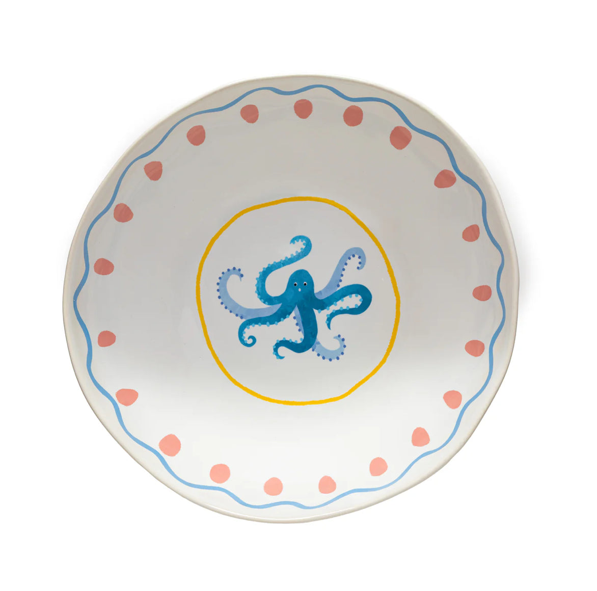 Handgemalte Meereskrake blau auf Geschirr Summer Bliss Kollektion Laetitia Rouget hohe schüssel als servierschale