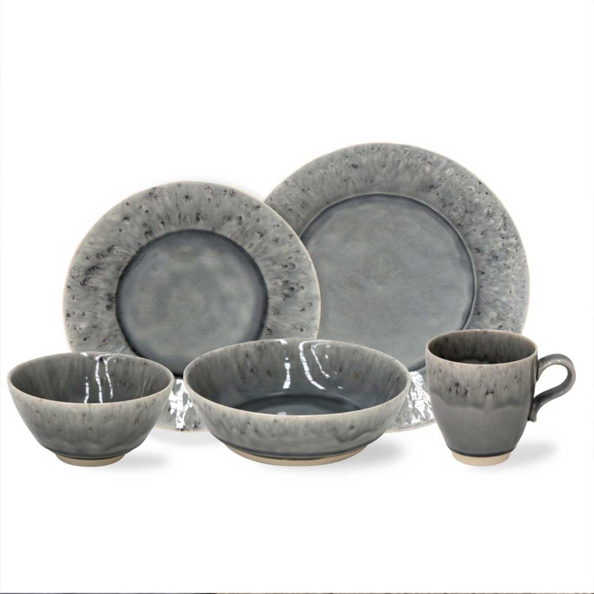 Graues Geschirr 5 Geschirrteile Set Esservice mediterran Ibiza Style Portugal FeinSteinzeug verlauf Soulbirdee shop