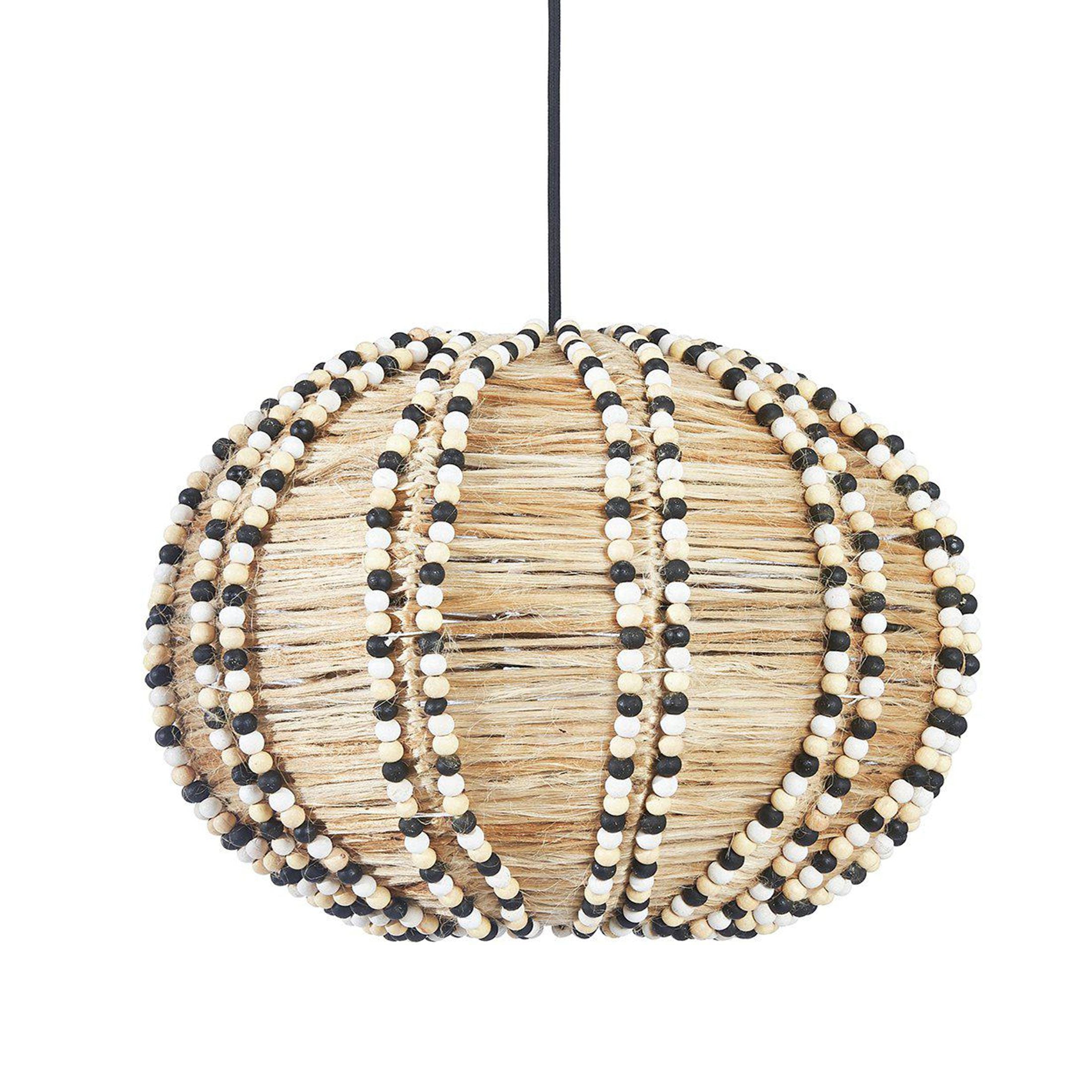 Hängelampe mit Holz perlen als Schlafzimmerlampe