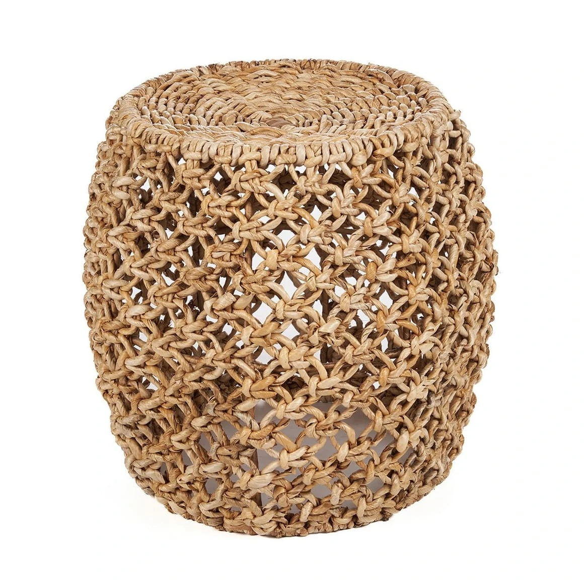 Sitzfläche des runden Hockers beistelltisch sidetable aus palmblatt
