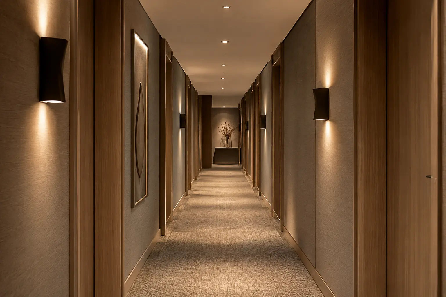 Hotel Flur mit besonderer Wandbeleuchtung