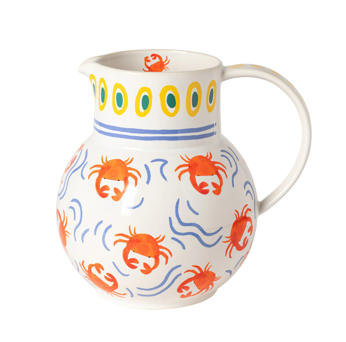 Krug oder Karaffe die auch als Vase nutzbar ist im mediterranen design aus Feinsteinzeug in Keramik-Optik mit Krabben Muster