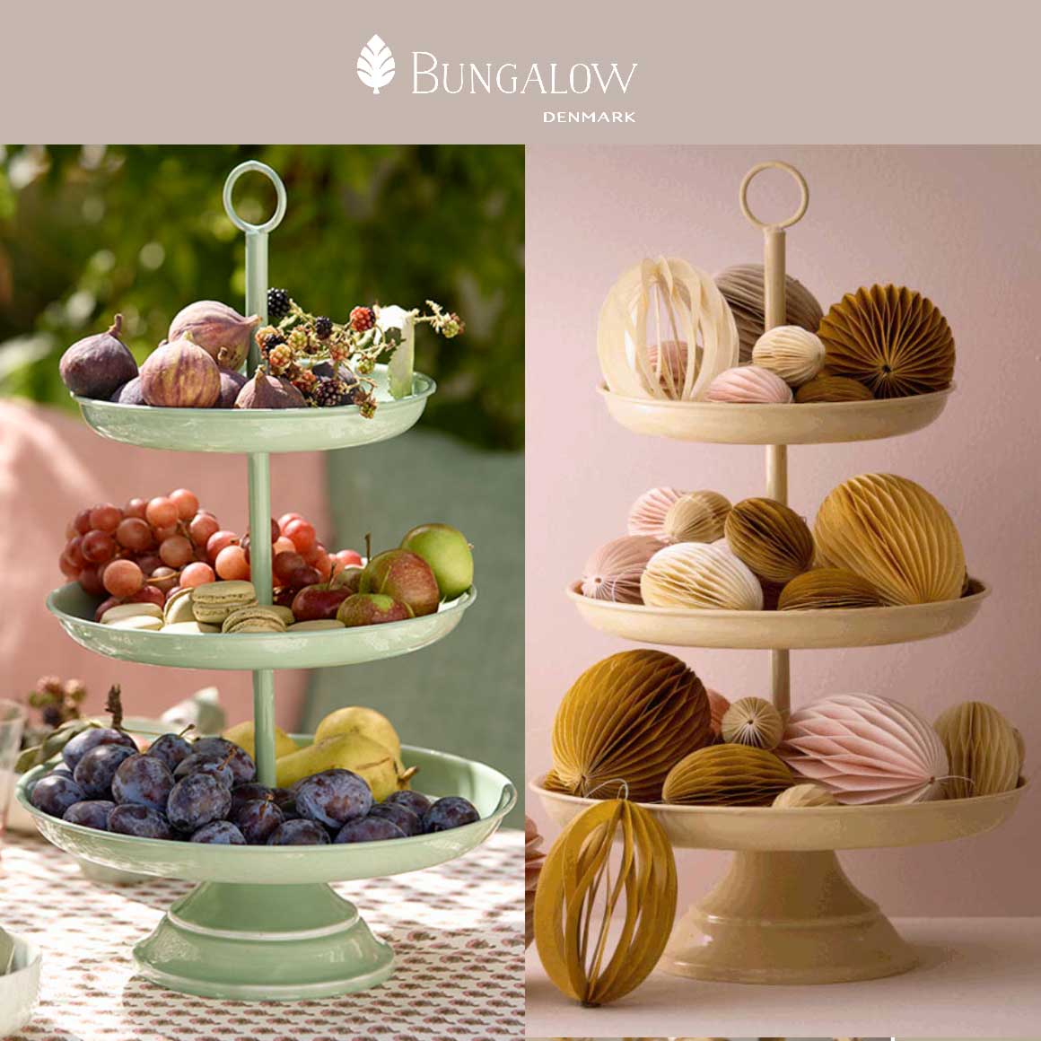 Küchendeko Etagere Waldmeister Süße Etagere aus Emaille als Dekotablett von der dänischen Marke Bungalow DK Soulbirdee Onlineshop ✓ Lichthaus Deko
