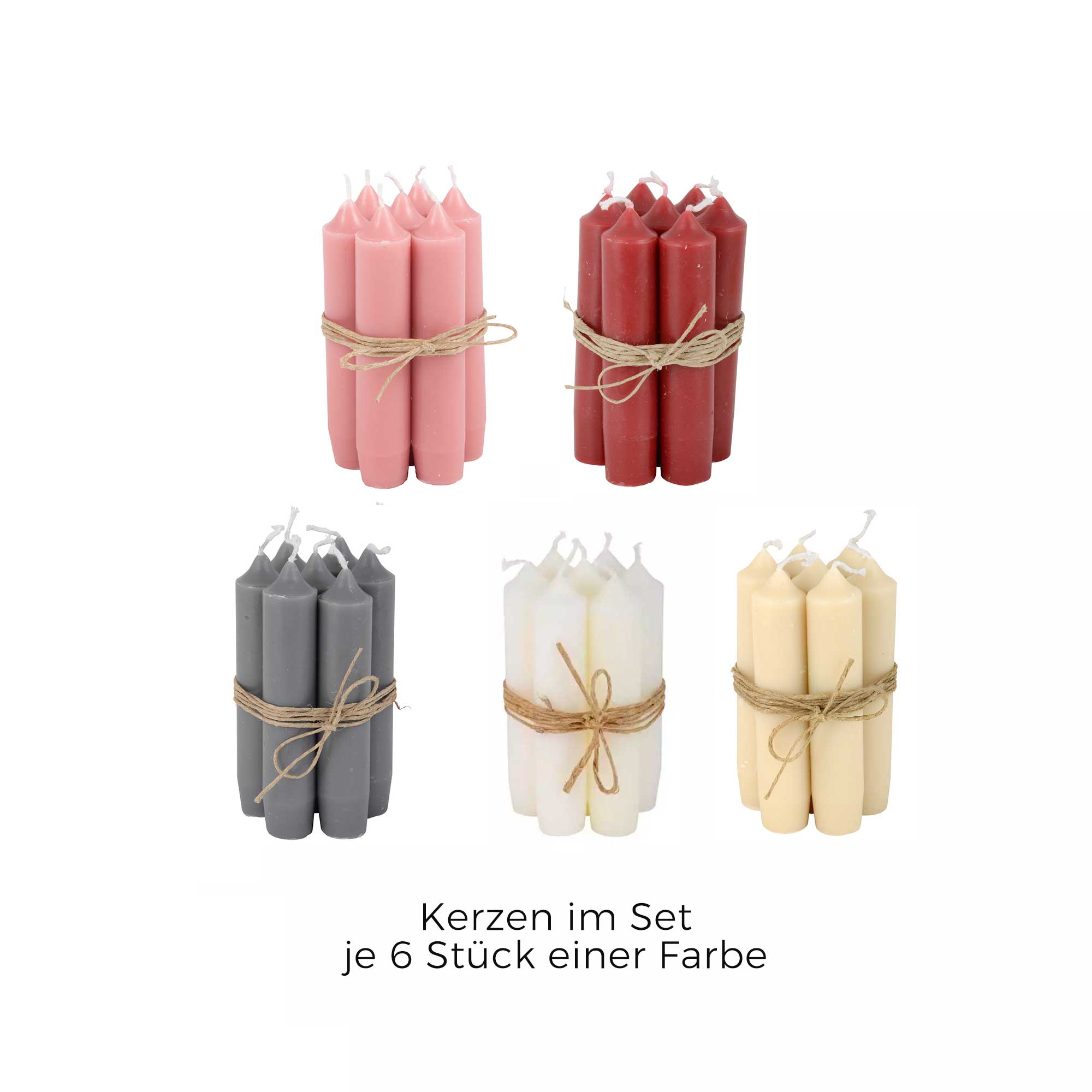 6er Set Kerzen 11 cm hoch