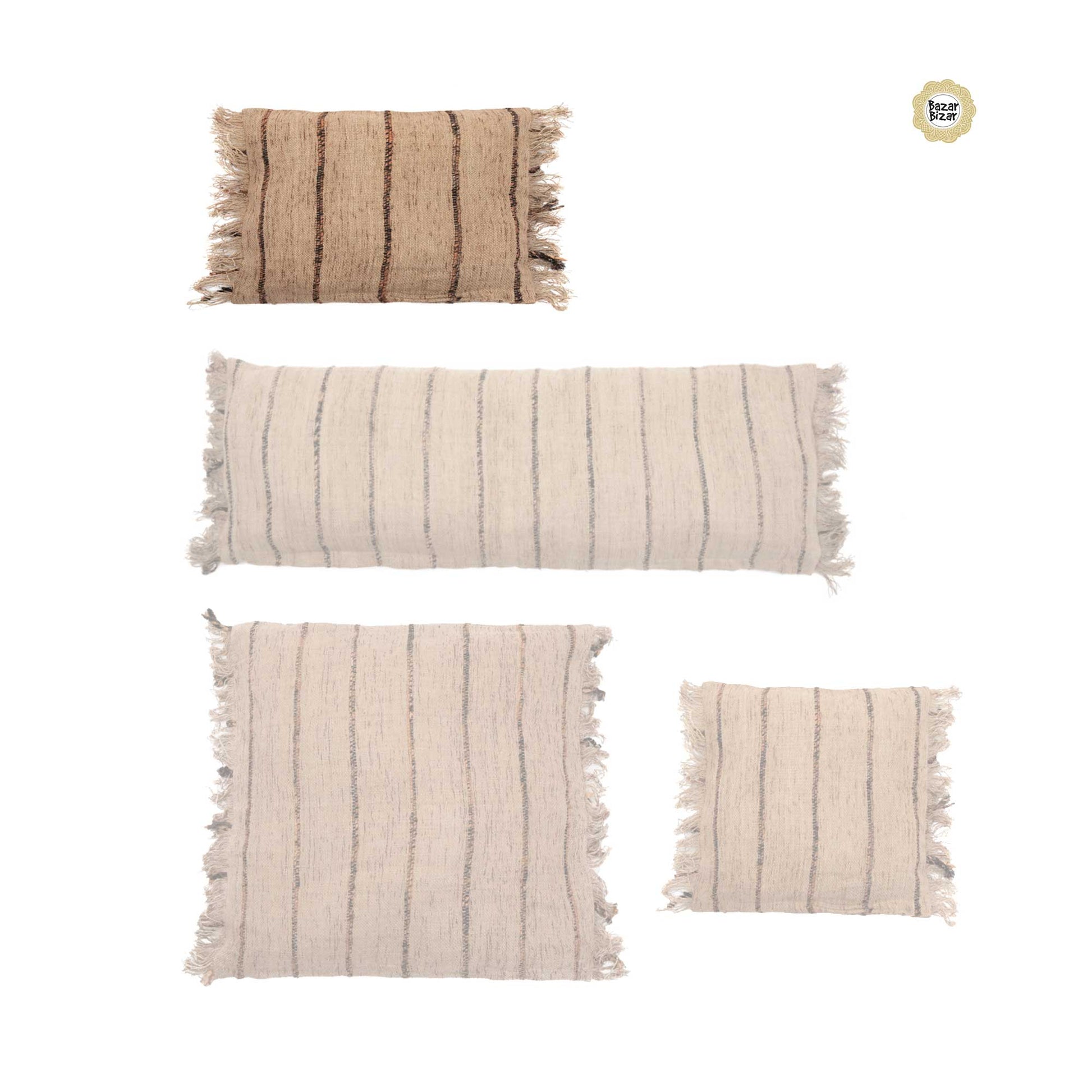 Kissen My Gee Bazar Bizar 30 x 50 Beige Schwarz Baumwolle Fransen Soulbirdee Online Shop