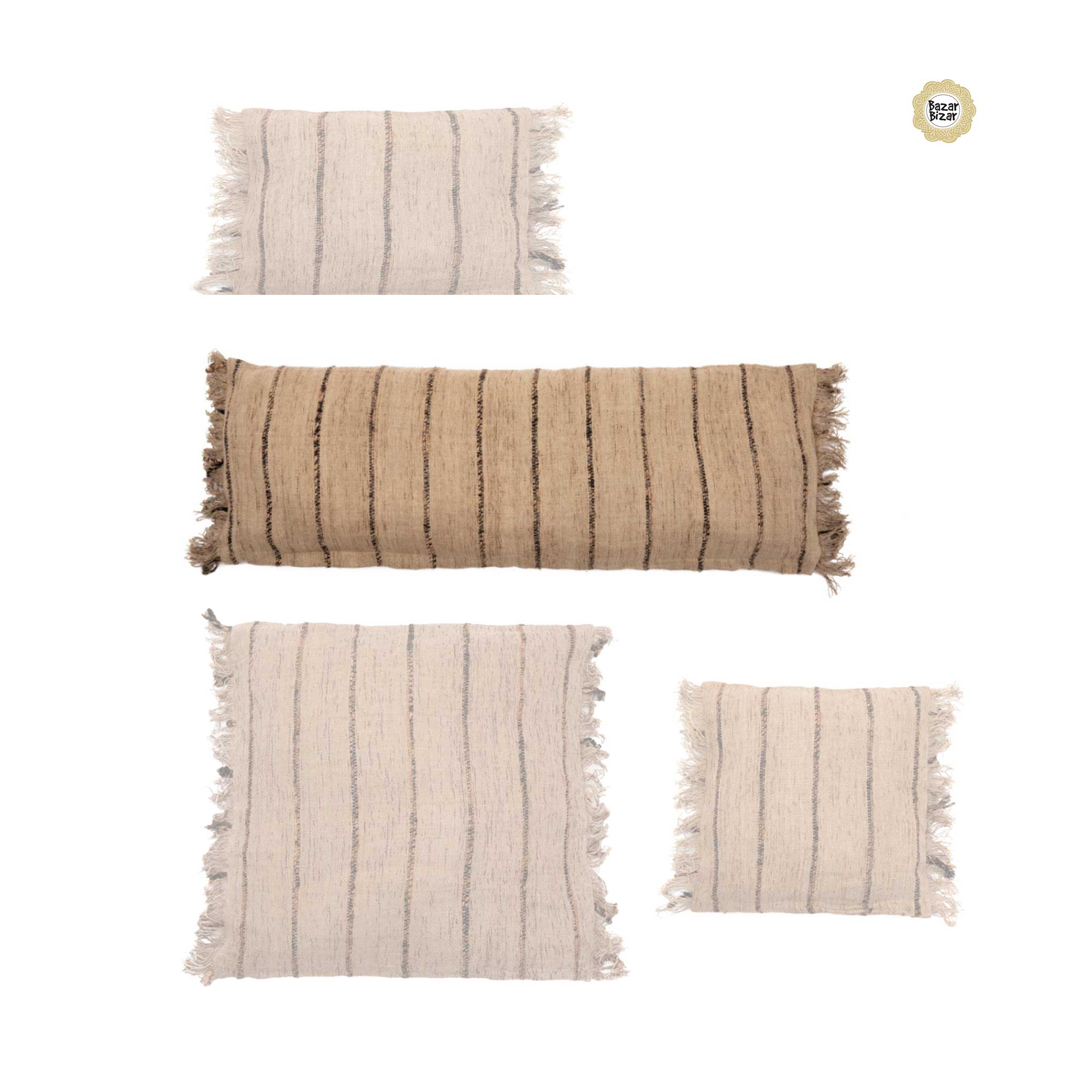 Kissen My Gee Bazar Bizar 35 x 100 Beige Schwarz Baumwolle Fransen Soulbirdee Online Shop