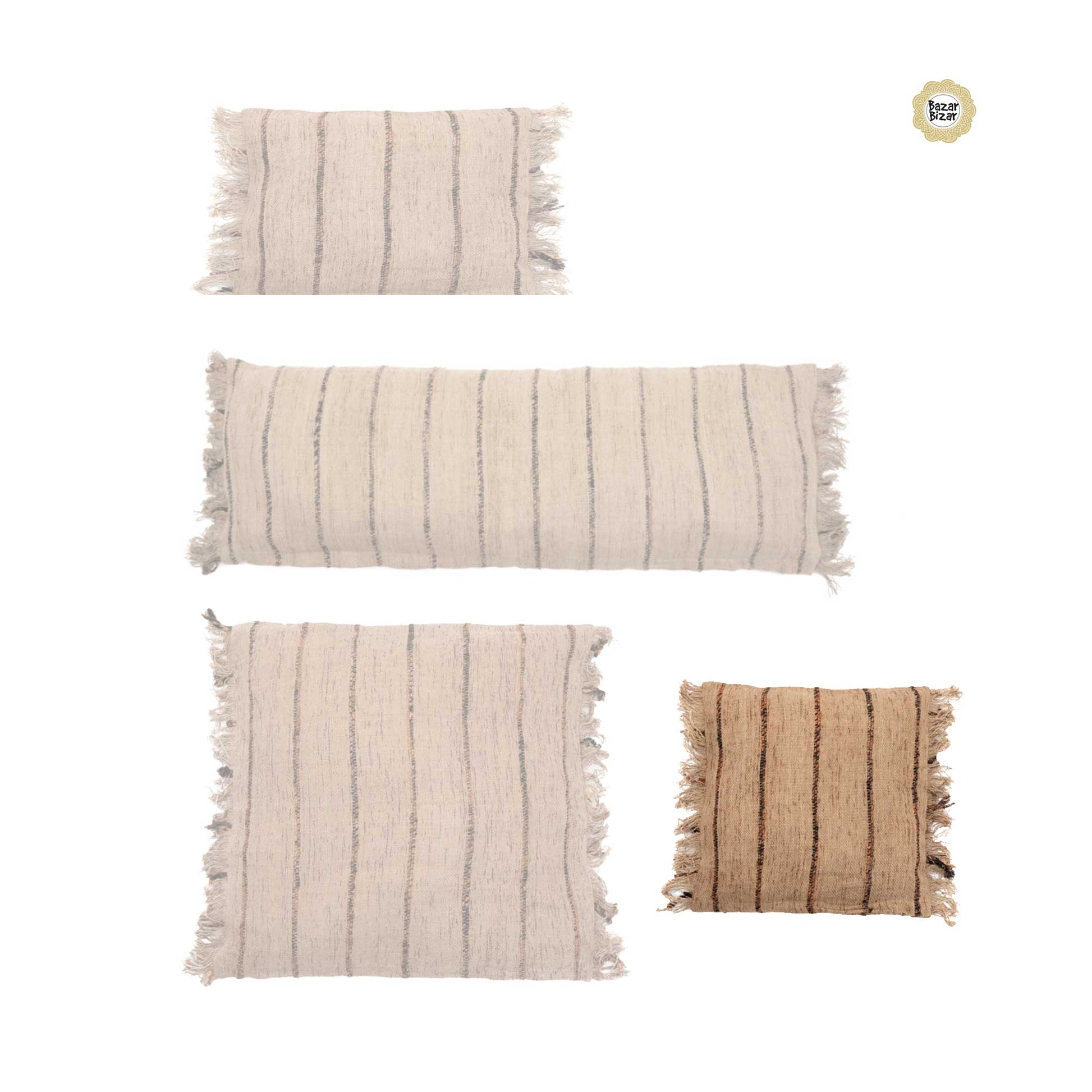 Kissen My Gee Bazar Bizar 40 x 40 Beige Schwarz Baumwolle Fransen Soulbirdee Online Shop