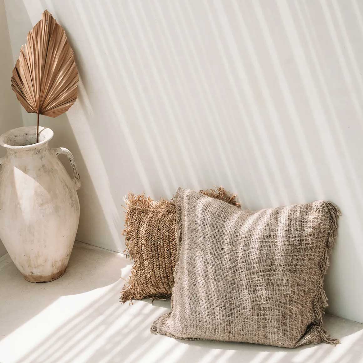 kissen 60 Fransenkissen beige baumwolle ibiza Bazar Bizar Soulbirdee Beige Fransen
