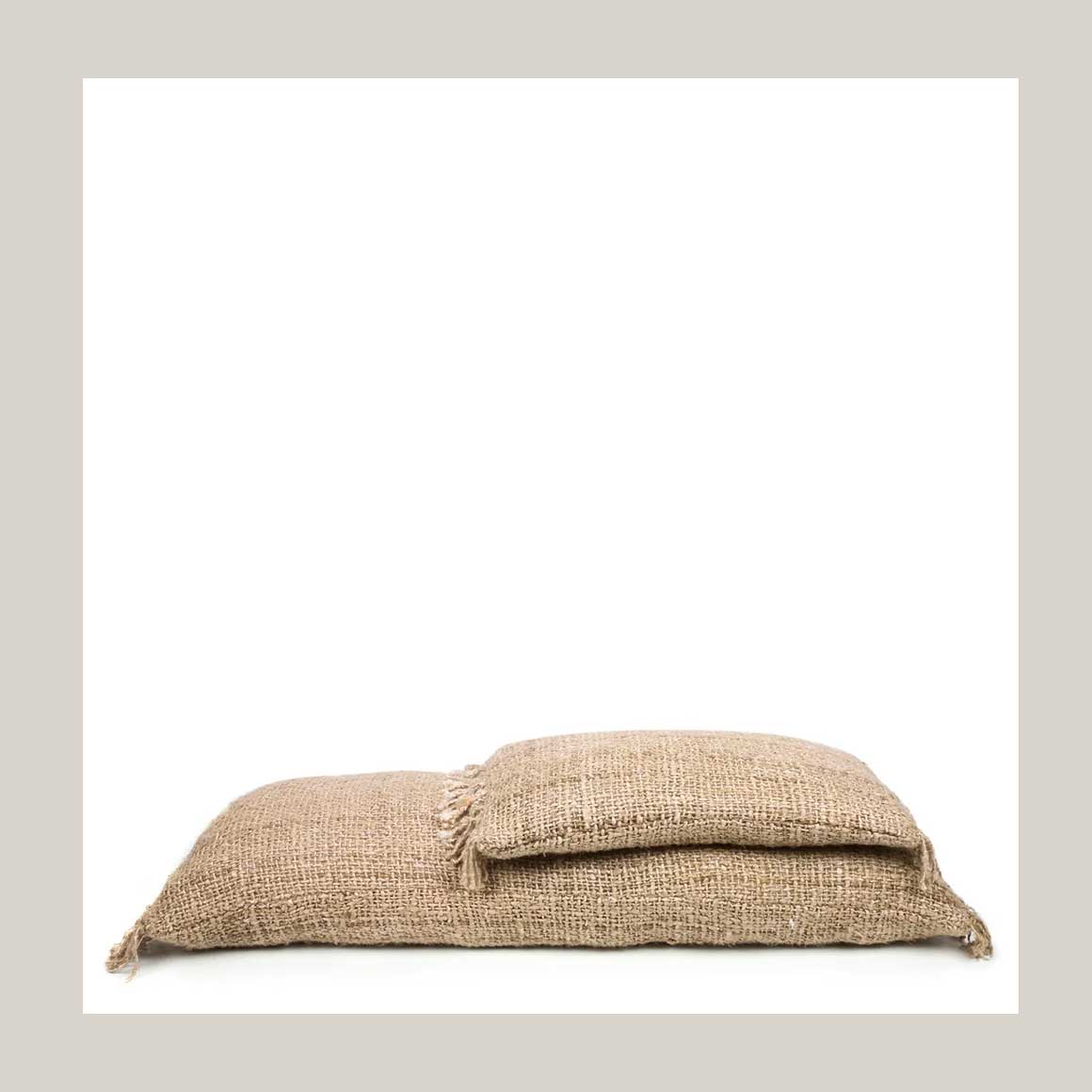 kissen rechteckig Mix beige baumwolle ibiza Bazar Bizar Soulbirdee Beige Fransen