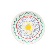 Kleiner Teller Summer Bliss – handbemaltes Design mit Sonne, Wellen und rotem Rand in mediterranem design