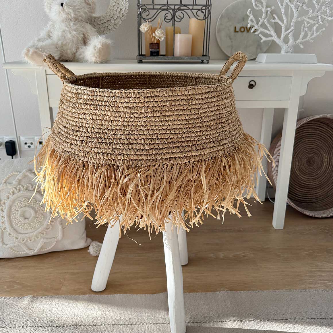 korb henkelkorb boho fransen belly gross rund geflochten soulbirdee onlineshop bazar bizar
