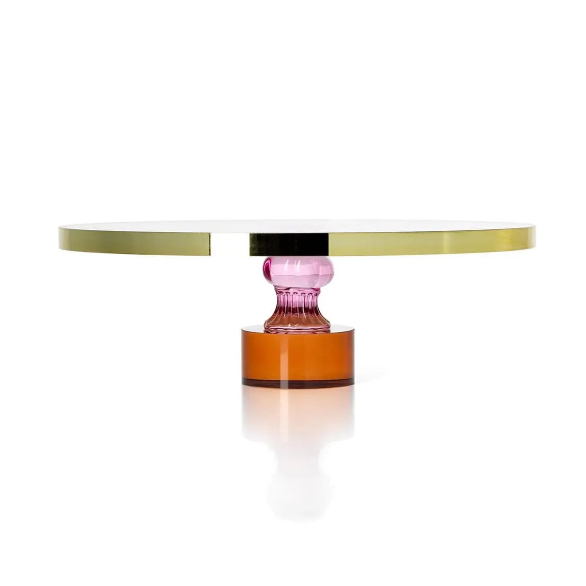 Servierplatte für Torten und Gebäck aus farbigem Glas modern elegant`