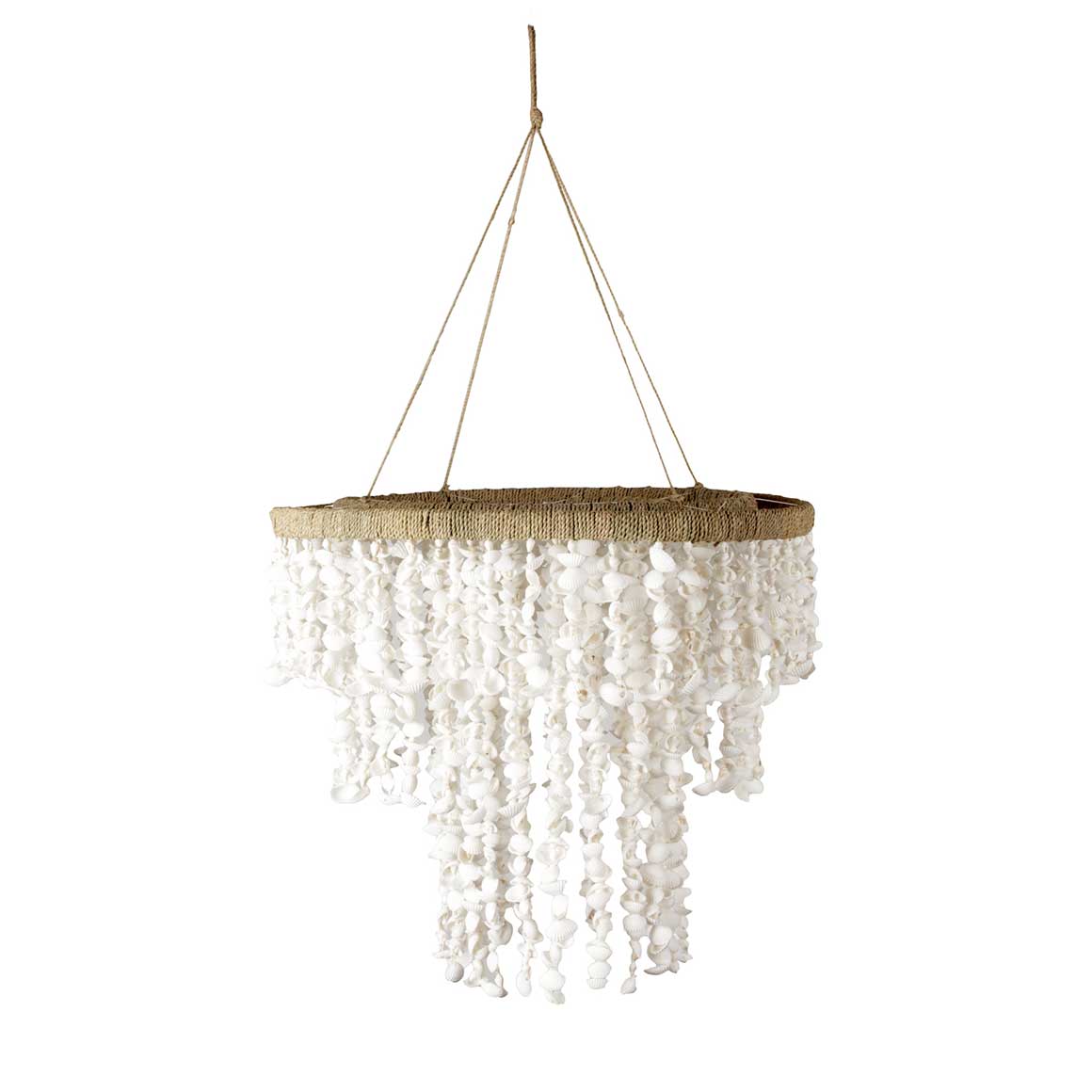 Lampenschirm Lampe Hängelampe weiss Deko Muscheln Boho Ibiza Bohemian Wohnstil Hängender Lampenschirm Soulbirdee Onlineshop