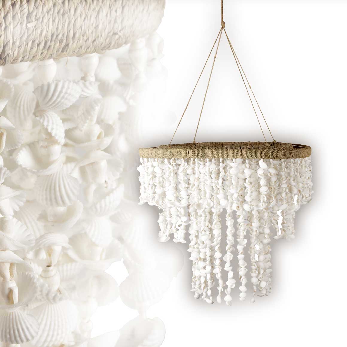Boho Lampenschirm Muschel Lampe Hängelampe weiss Deko Pendelleuchte Wohnzimmer Deko Boho Ibiza Bohemian Wohnstil Hängender Lampenschirm Soulbirdee Onlineshop
