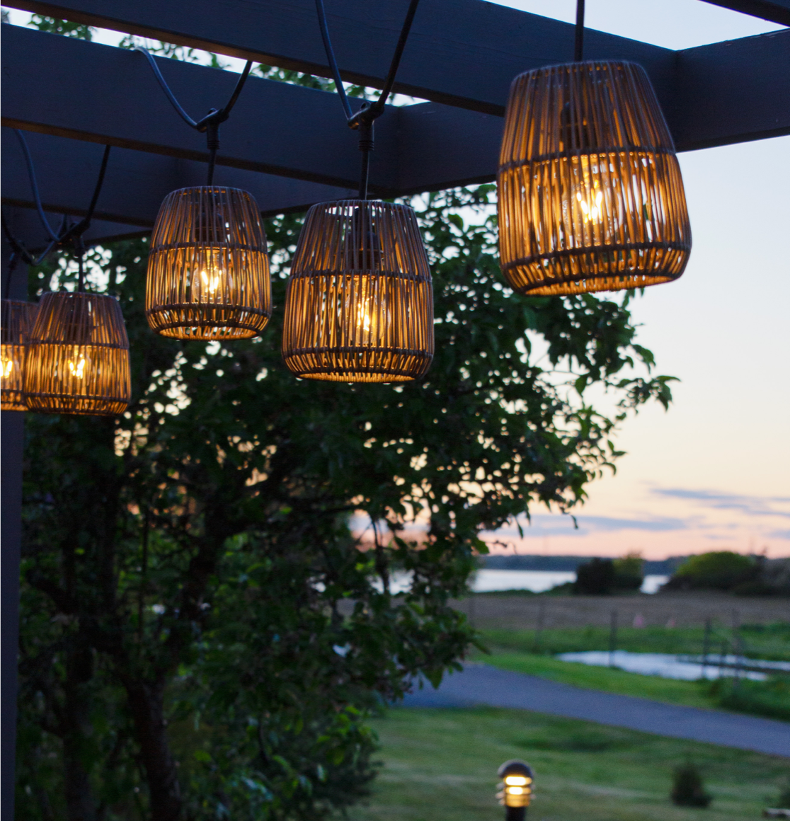 lichterkette beige grau polyrattan lampenschirm prhome outdoor beleuchtung soulbirdee lampenshop