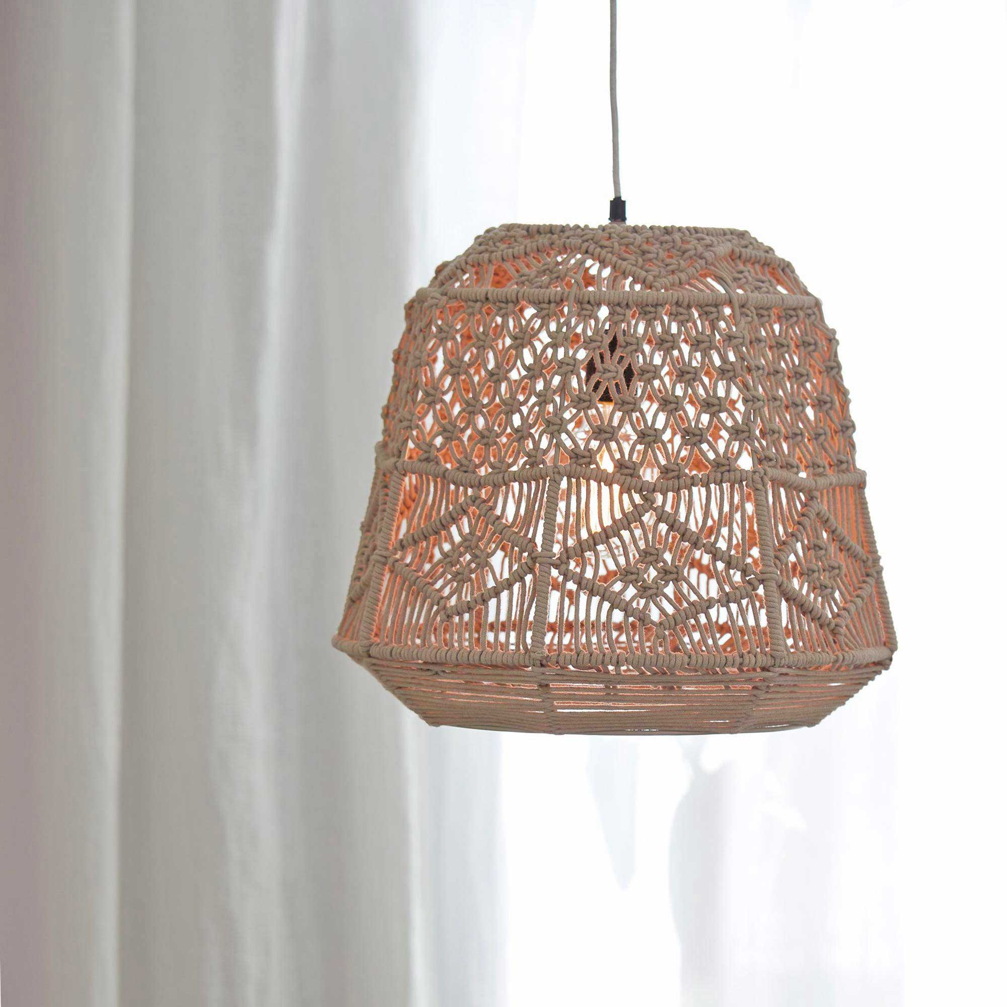 Boho Macramee Leuchte Lampe Lampenschirm geknüpft handgemacht Macramee Jippie Hängeleuchte Prhome 3904018 Hängelampe Leuchte Beige Scandi Boho Soulbirdee Onlineshop
