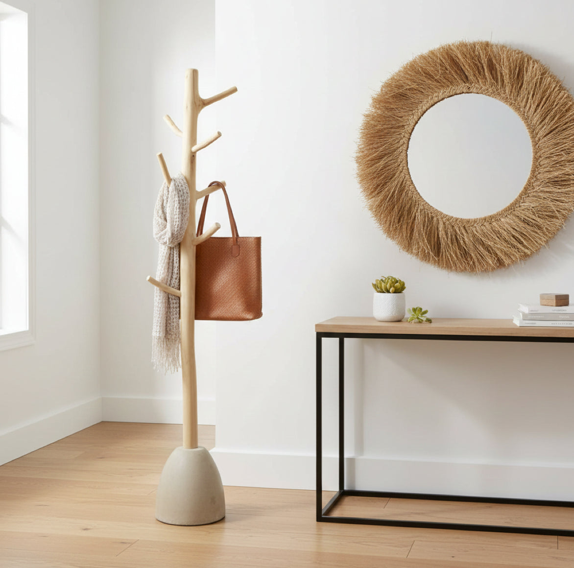 garderobe in Baum Design aus Natur-Holz mit Ästen und modernem design als möbel im Flur