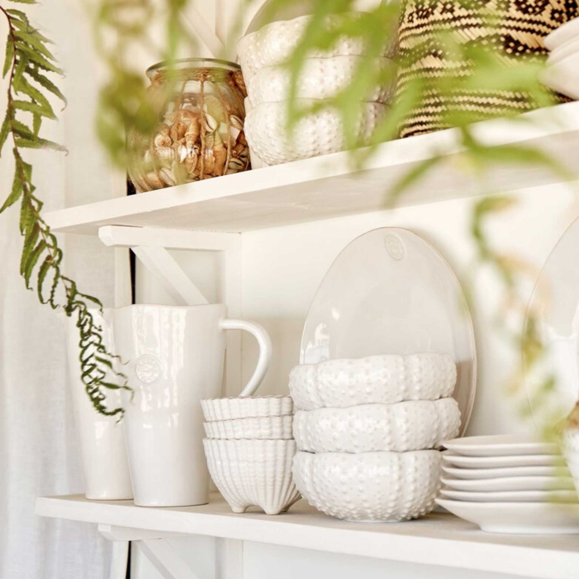 Weiße Bowl auf Füßchen Schale Set 6 Stück Snackschale Schüssel Geschirr Porzellan MRS142 Ibiza Geschirr kaufen Soulbirdee Shop Boho Style