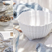 Weiße Bowl auf Füßchen Schale Set 6 Stück schale mediterran maritim Snackschale Schüssel Geschirr Porzellan MRS142 Ibiza Geschirr kaufen Soulbirdee Shop Boho Style