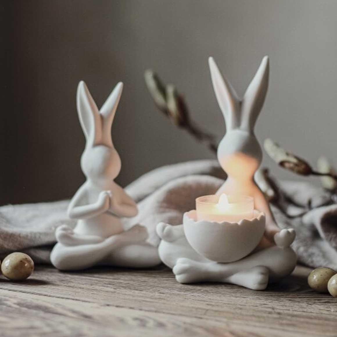 Yoga Hase Teelichthalter Geschenk Geschenkidee Yogini Yoga Deko | Yoga Dekofigur als Teelichthalter | Kerzenständer | Osterdeko | Soulbirdee Onlineshop