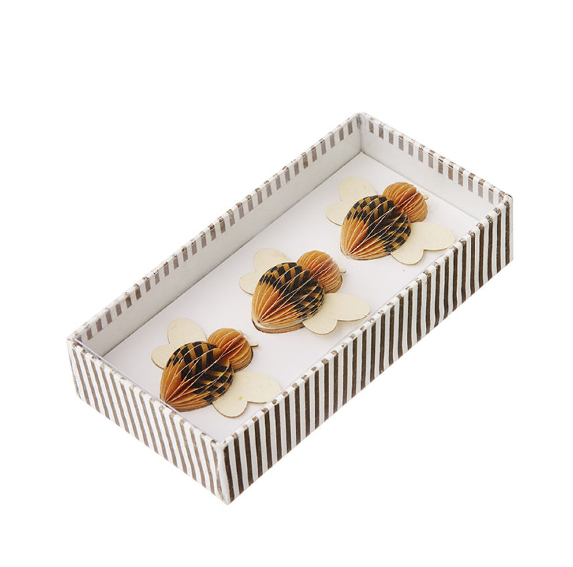 Set mit 3 bezaubernden Honigwaben-Bienen aus Papier handgefertigt und detailreich als Frühlingsdeko der Marke Bungalow DK