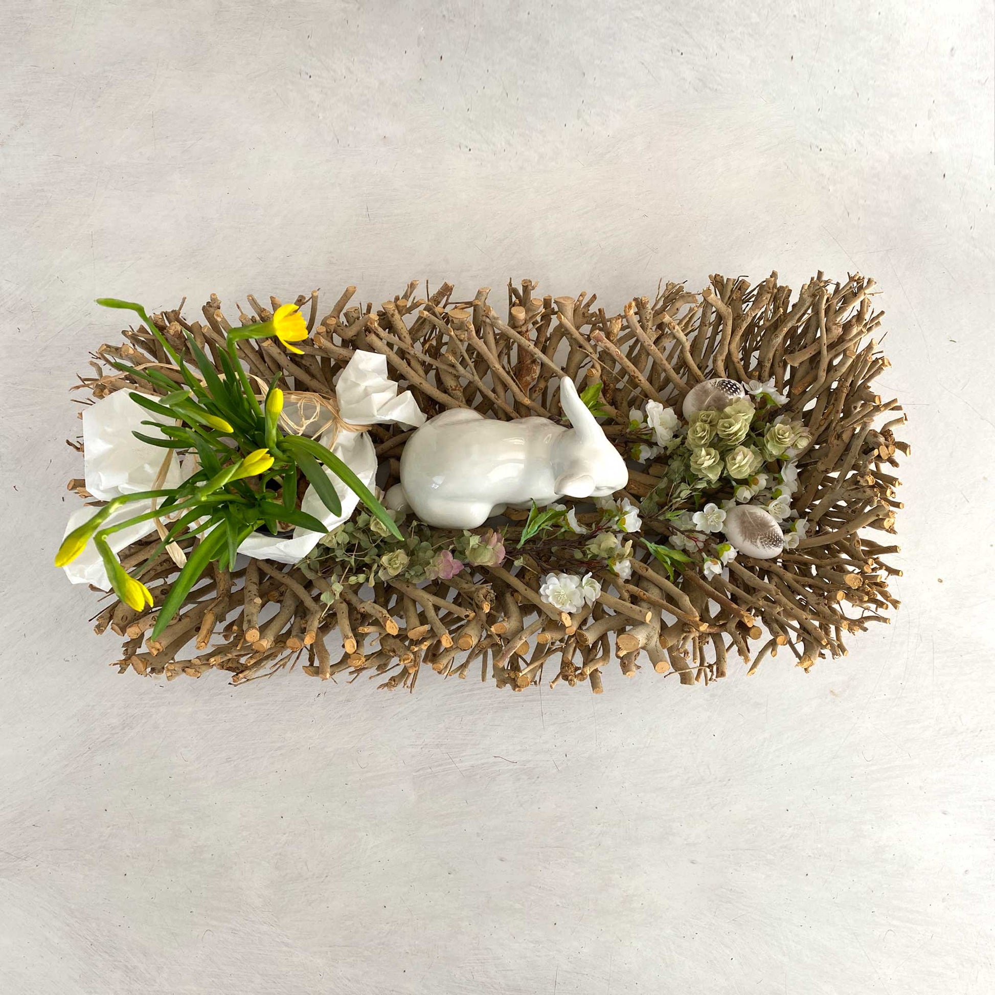 Mediterranes Osternest Treibholz UnterseiteOsterdeko 2023 im Strandhausstil Dekoration für Ostern Deko Soulbirdee Onlineshop